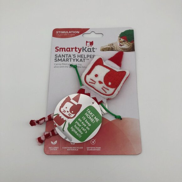 SmartyKat Santa's Helper Elf Holiday Soft Plush Catnip Cat Pet Toy NEW Christmas - Picture 1 of 2
